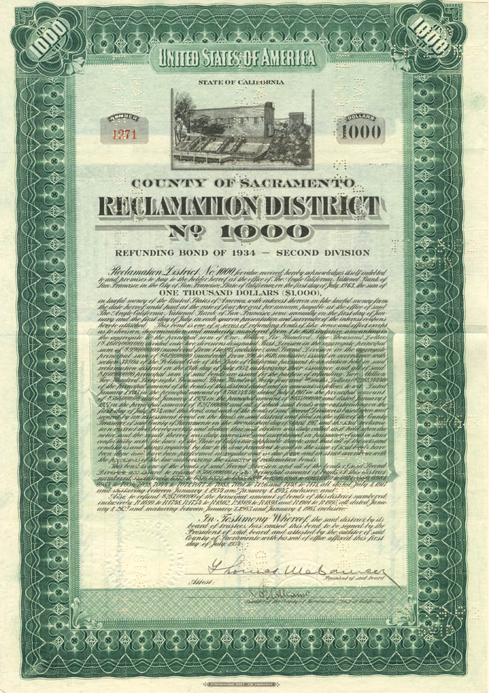 Reclamation District No. 1000 - $1,000 Bond